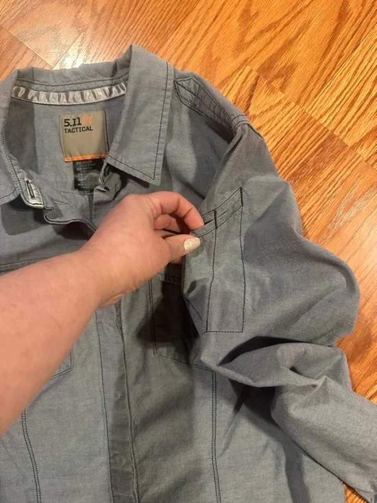 5.11 Tactical Blue Gray Long Sleeve Snap-Up Shirt with Pockets size M - Picture 7 of 12